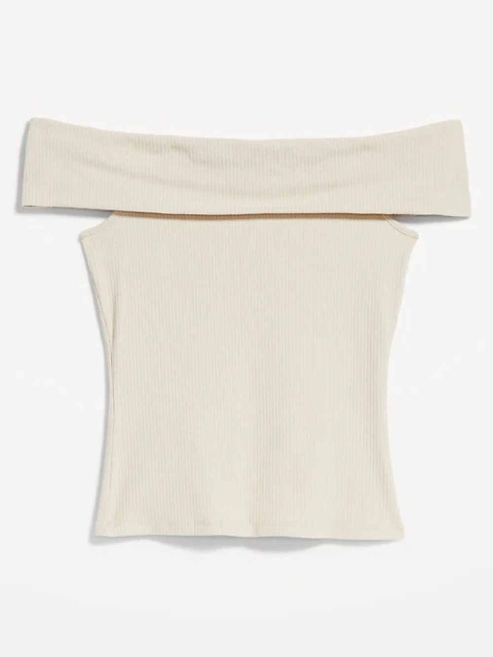Old Navy Cream Ribbed Off the Shoulder Top Size XL Tan Basic Layering Fall
